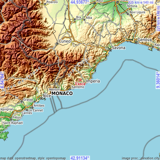 Topographic map of Vasia