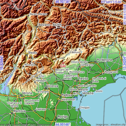 Topographic map of Vas