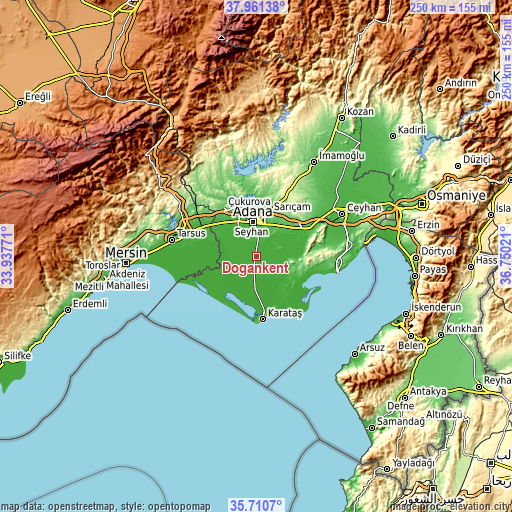 Topographic map of Doğankent