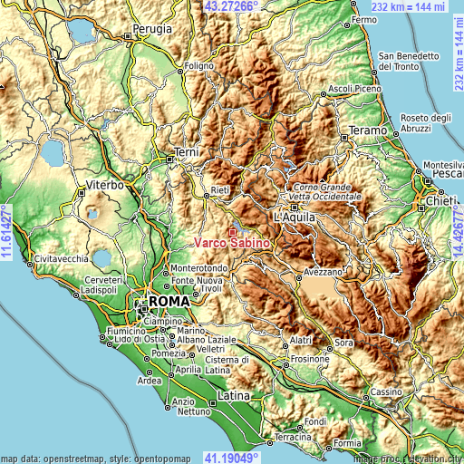 Topographic map of Varco Sabino