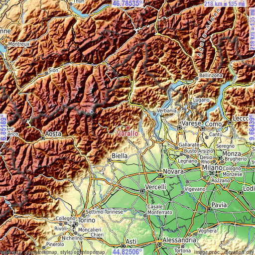 Topographic map of Varallo