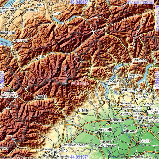 Topographic map of Vanzone