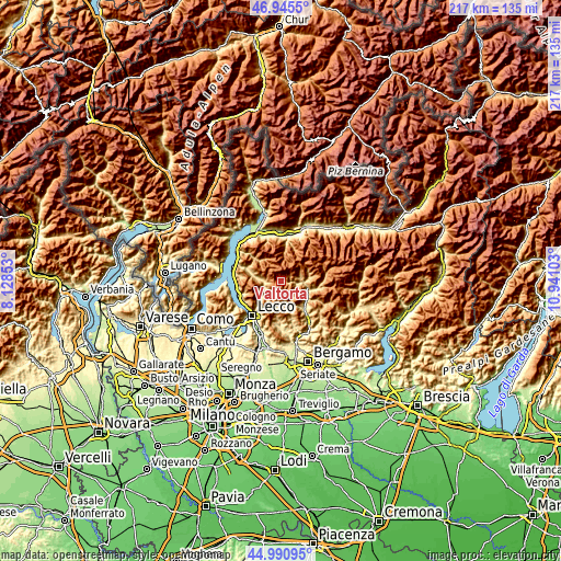 Topographic map of Valtorta