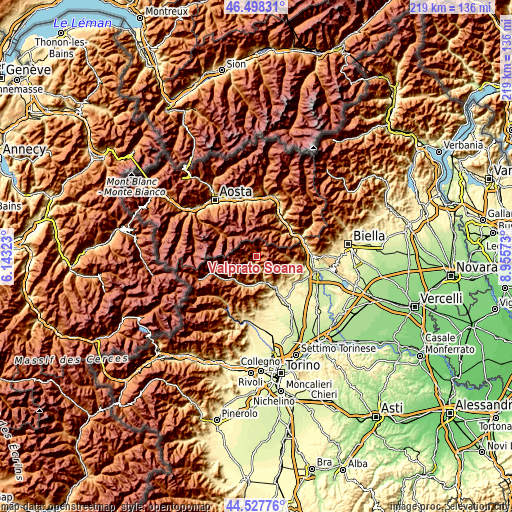 Topographic map of Valprato Soana