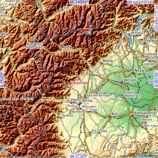 Topographic map of Valperga