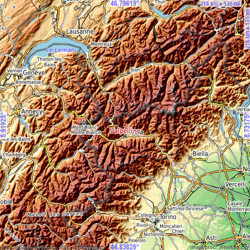 Topographic map of Valpelline