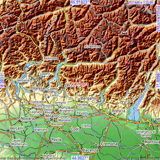 Topographic map of Valnegra