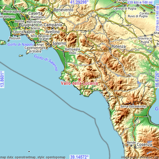 Topographic map of Vallo della Lucania