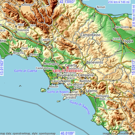 Topographic map of Valle di Maddaloni