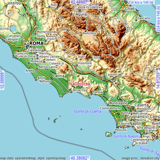 Topographic map of Vallecorsa