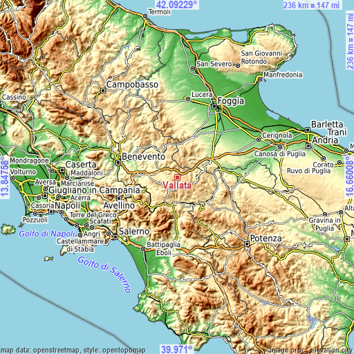 Topographic map of Vallata