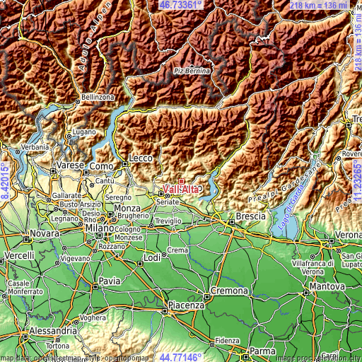 Topographic map of Vall'Alta