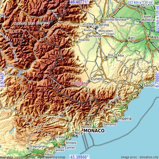 Topographic map of Valgrana