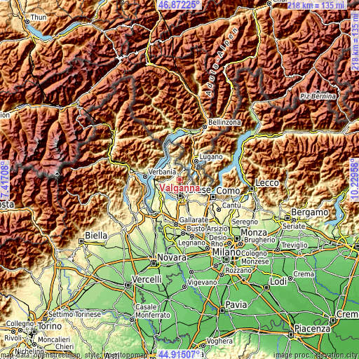 Topographic map of Valganna