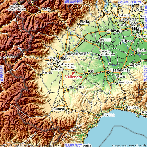 Topographic map of Valfenera