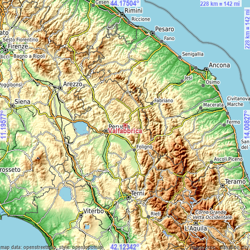 Topographic map of Valfabbrica