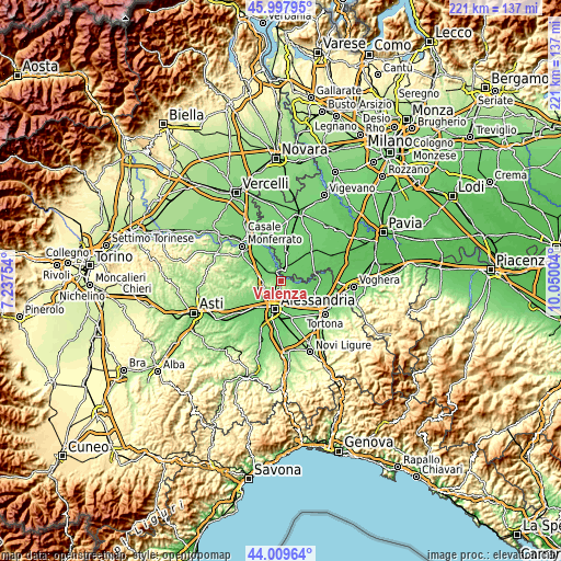 Topographic map of Valenza