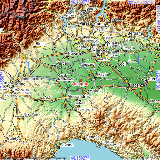 Topographic map of Valeggio