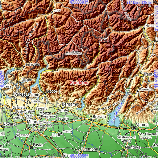 Topographic map of Bondione