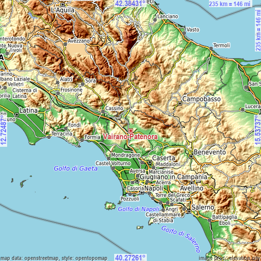 Topographic map of Vairano-Patenora