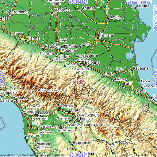 Topographic map of Vado