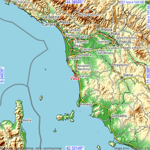 Topographic map of Vada