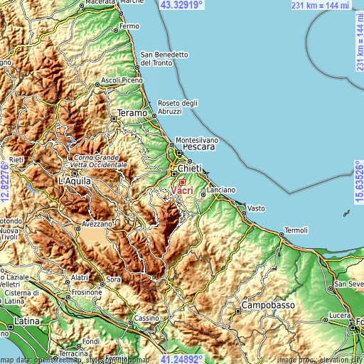 Topographic map of Vacri