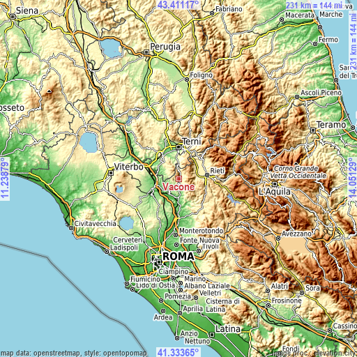 Topographic map of Vacone