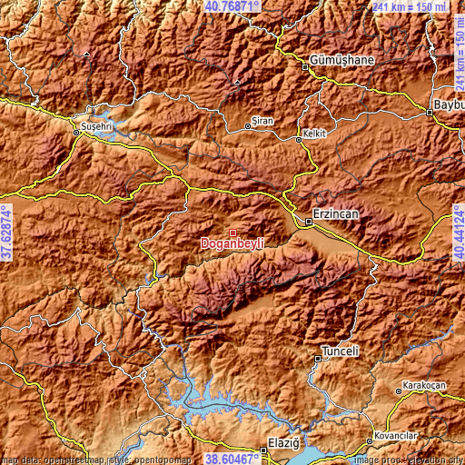 Topographic map of Doğanbeyli