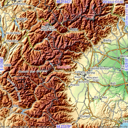 Topographic map of Usseglio