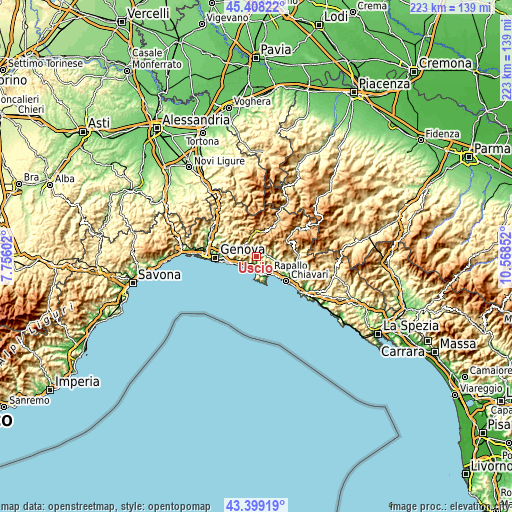 Topographic map of Uscio