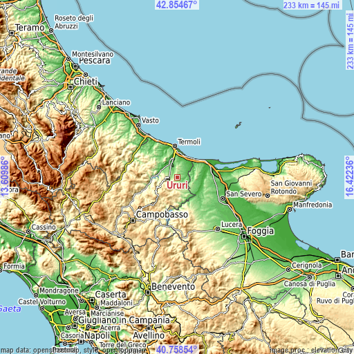 Topographic map of Ururi