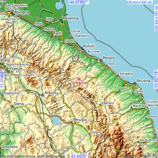 Topographic map of Urbania