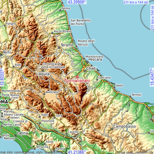 Topographic map of Turrivalignani