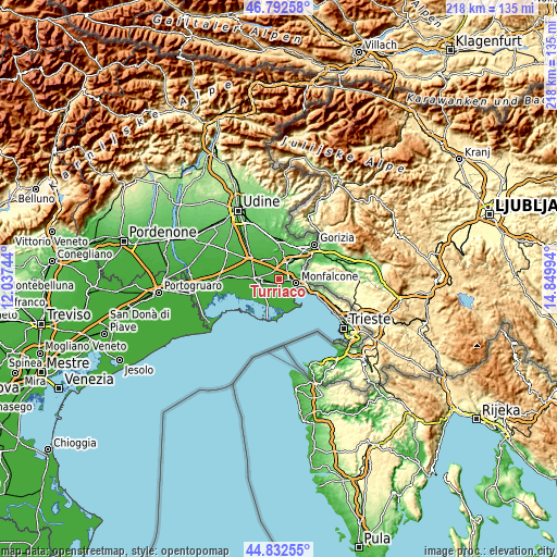 Topographic map of Turriaco