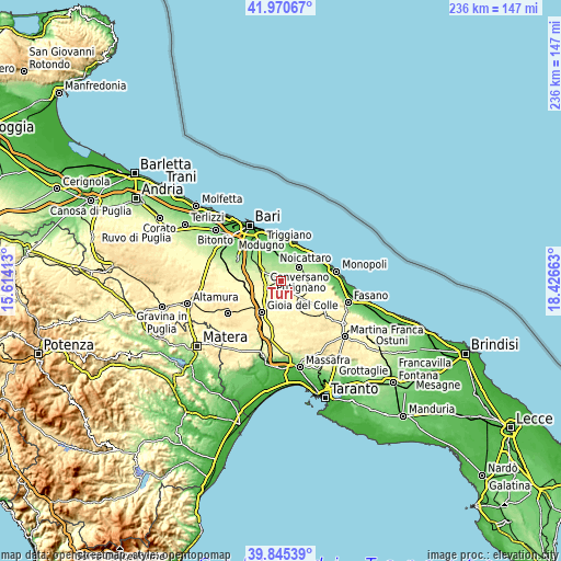 Topographic map of Turi