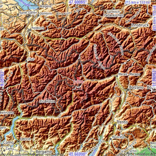 Topographic map of Tubre