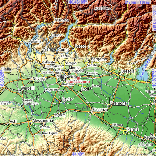 Topographic map of Truccazzano