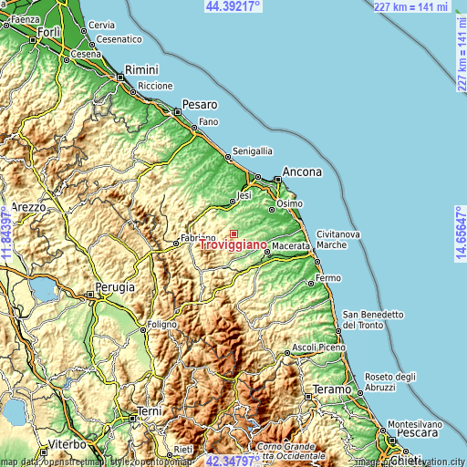 Topographic map of Troviggiano