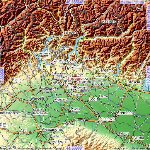 Topographic map of Triuggio