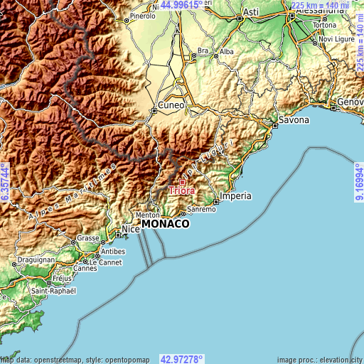 Topographic map of Triora