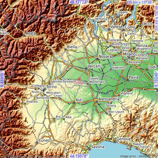 Topographic map of Trino