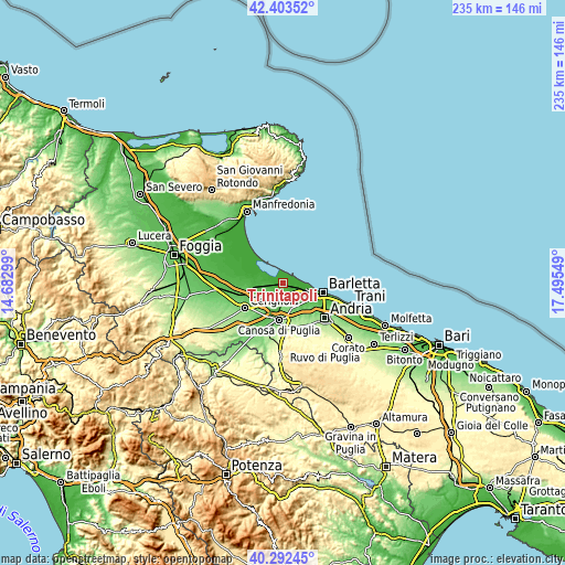 Topographic map of Trinitapoli