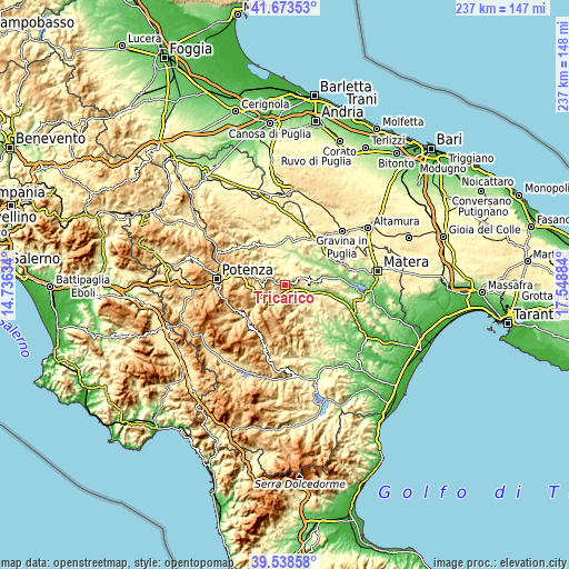 Topographic map of Tricarico