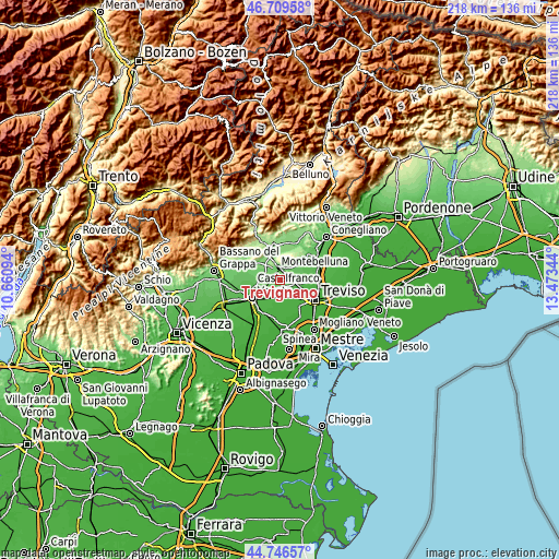 Topographic map of Trevignano