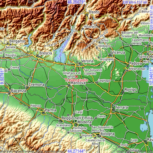 Topographic map of Trevenzuolo