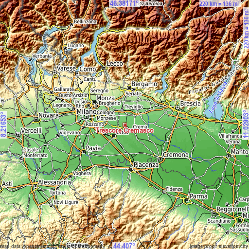 Topographic map of Trescore Cremasco