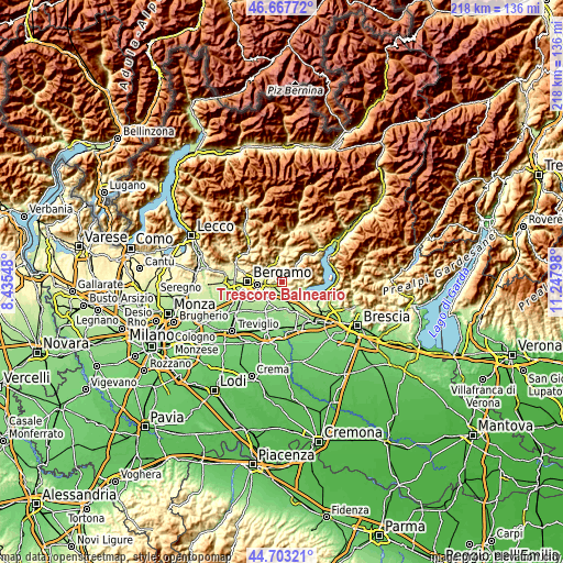 Topographic map of Trescore Balneario