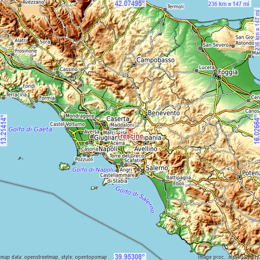 Topographic map of Trescine