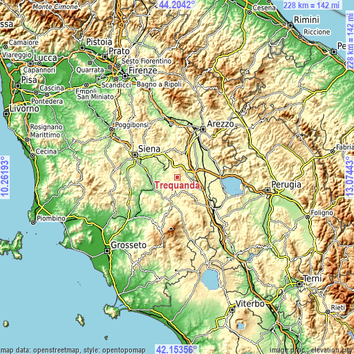 Topographic map of Trequanda